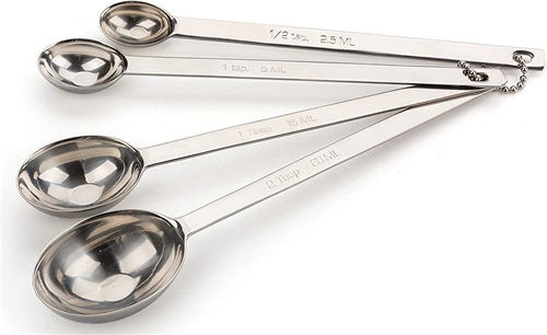 Stainless Steel Measuring Spoon Set (1/4, 1/2, 1 Tsp, 1 Tbsp) 