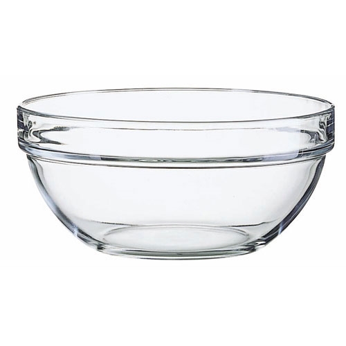 Glass Bowl 8-inch Diameter with Stackable Rim