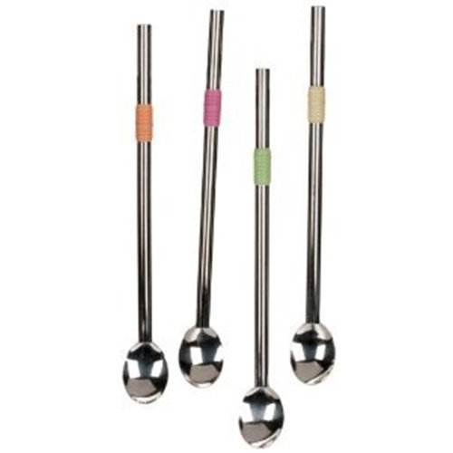 Straw Spoons - Stainless Steel set of 4